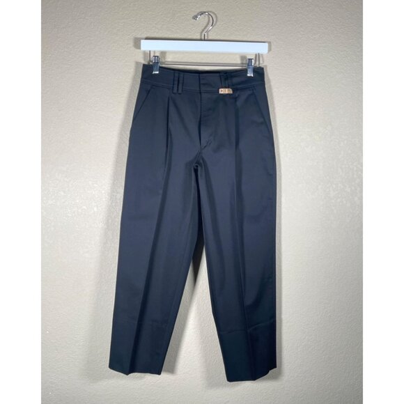 AYR The Me Time Pleated Cropped High Rise Pants Black - Picture 3 of 12